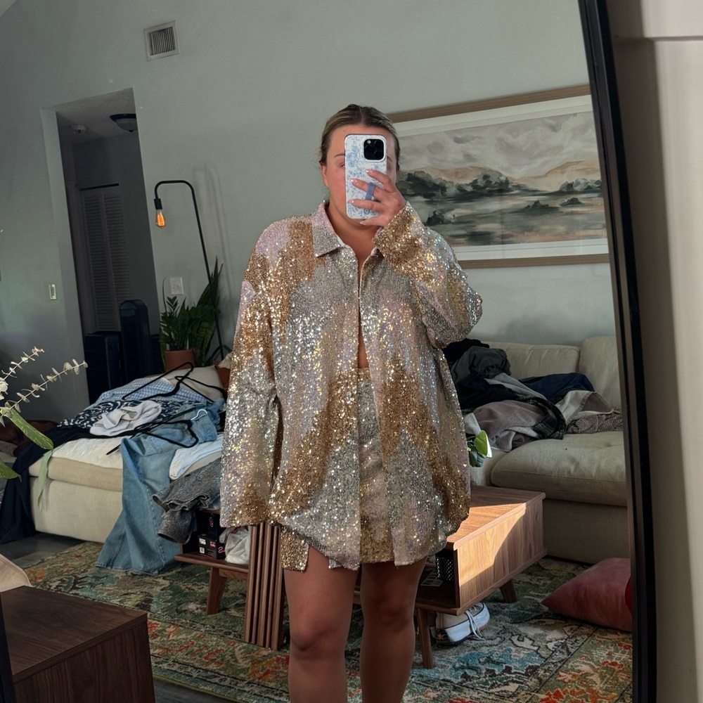 Sparkling skirt/shirt set - 12th tribe, worn once